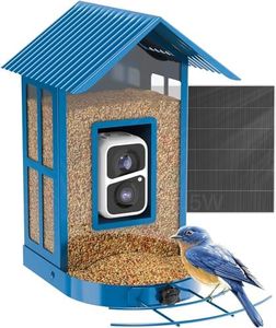 SOLIOM Bird Feeder with Camera Wireless Outdoor,Video Bird Feeder Camera with AI Identify Bird Species,Auto Record Bird Video & Notify You,5W Solar Panel,IP65 Weatherproof,Metal Case BF08(Blue)