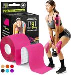 TapeGeeks Athletic Tape, Kinesiology Tape - Hypoallergenic Sports K Tape, Kinesio Tape, Water Resistant, Kinesio Tape, Wrist Tape Therapeutic Body Tape Turf Tape (Uncut 16.4 ft Long, Pink)