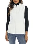 Xeoxarel Women's Soft Polar Fleece Vest, Lightweight Sleeveless Jackets Classic Fit Outerwear Full-Zip Pockets Casual Clothes Ivory 1X