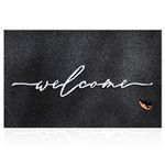 AAZZKANG Welcome Mats for Front Door Large 24"x36" with Durable Non Slip Rubber Backing Ultra Absorb Mud Easy to Clean Entry Door Mat for Indoor High Traffic Areas Outdoor Doormat Black