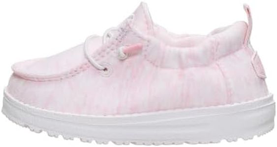 HEYDUDE Infant LILDUDE Slip On Stretch Jersey, Light Pink Size 3 | Lightweight Comfy Baby Shoes | Easy On Elastic Laces