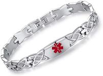 Tarring Shiny Star identification Bracelets for Women Medical alert bracelet with Free Engraving, 6.5 inch, Metal