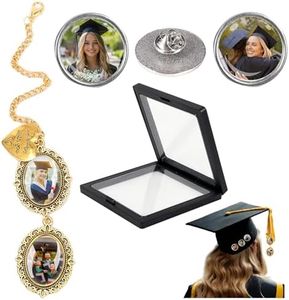 4Pcs Graduation Tassel Photo Charms, Custom 2025 Antique Gold Tassel Photo Charm & Badges, I Always with You Personalized Memorial Picture Charm for Cap Decorations