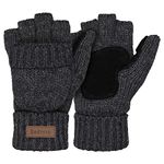 Bodvera Thermal Insulation Fingerless Texting Gloves Unisex Winter Warm Knitted Convertible Mittens with Flap Cover G