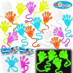 40 Pcs Glow Sticky Hands Toys, Valentine Party Favor Supplies, Goodie Bag Treat Toys, Pinata Stuffers Kid Return Gift Slime Stretchy Goody Bag Stuffer Class Prize Carnival Sensory Party Bulk Toy