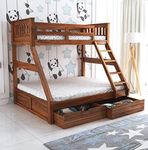 Ganpati Arts Sheesham Wood Rio Bunk Bed Twin Over Bed with Ladder Wooden Bunk Bed with 2 Drawer Storage for Bedroom Living Room and Home (Natural Finish) 1 Year Warranty