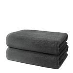 Set of 2 Large Bath Towels - Piece Jumbo Bath Sheet 100x150cm - Premium 100% Turkish Cotton - 500 GSM - Very Soft & Absorbent - Oeko-TEX Certified - Ôhm - Anthracite Grey