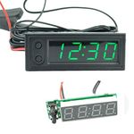 Car led Temperature Clock, Electric Clock Digital Temperature Voltmeter Gauge Clock with Light Car Decorative Accessories 12V 3 in 1