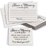 Share a Memory or Words of Love Cards (50 Pack) with Double Sided Tent Card Sign, for Funeral, Celebration of Life, Reunion, Birthday, Anniversary, Wedding, Retirement (Vintage Off White Style)