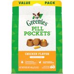 GREENIES PILL POCKETS Capsule Size Natural Soft Dog Treats Chicken Flavor, (60 Treats) 15.8oz. Pack