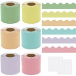 Wonninek 6 Rolls 196.8 ft Display Borders for School Classroom Decorations, Back-to-School Border Rolls for Displays Border Rolls Backing Paper for Wall Displays School Colorful