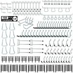 Daanxw 1/4 inch Heavy Duty Pegboard Accessories Organizer Kit, 1/4 inch Pegboard Hooks, Metal Hooks for Hanging Storage(100 Various Hooks and 88 Locks)(Black)