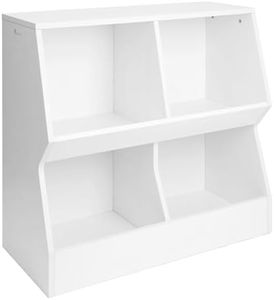 StrongTek 2-Tier Kids’ Book & Toy Organizer with 4 Compartments, 29" H x 31.5" W, 1.7 cm Thick Board, Durable Wooden Cubby Storage Shelf for Nursery, Playroom, or Classroom