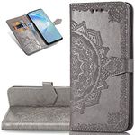 LEMAXELERS Samsung Galaxy A01 Core Case PU Leather Phone Case Mandala Embossed Wallet Flip Shockproof Protective with Stand Card Holder Cover for Samsung Galaxy A01 Core. Mandala Gray SD