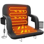 Suteck Dual-Side Heated Stadium Seat with Back Support, 25" Wide Cushion, Foldable Bleacher Chair W/USB 3-Level Heating, 5 Storage Pockets – Portable Stadium Chair for Outdoor Bleachers Camping Games