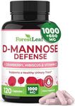 ForestLeaf D Mannose 1000mg Capsules - D-Mannose with Cranberry, Hibiscus & VIT C, Urinary Tract Health for Women and Men, DMannose Pills for UTI, Urinary Health & Bladder Support 120 Capsules