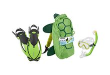 Mares Italian Collection Youth Sea Pals Character Kids Mask Fin Snorkel Set Snorkeling Gear - Ultra-Clear Tempered Glass Lens Snorkeling Set (Lime, Small/9-13)