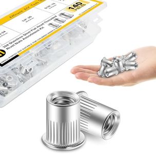 140Pcs Rivet Nut Rivet Nuts Assortment Kit, #8-32#10-24 1/4"-20 5/16"-18 3/8"-16, 304 Stainless Steel Hardware Nuts, Knurled Body Rivnut Kit, Nutsert Threaded Inserts for Wood & Metal by Mywish