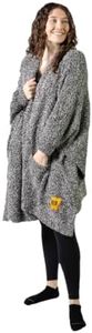 Big Blanket Co Premier Plush Wrap Black Heather | Ultra-Soft Wearable Blanket | Oversized Plush Poncho Cape | One Size Fits All