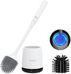 Toilet Scrubber, Silicone Toilet Brushes for Bathroom with Holder, Toilet Brush Cleaner Set with 2 Brush Heads, Good Papa Electric Toilet Brush, Floor Standing, Wall Mounted without Drilling