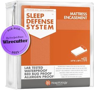 HOSPITOLOGY PRODUCTS Mattress Encasement - Zippered Bed Bug Dust Mite Proof Hypoallergenic - Sleep Defense System - Full XL - Waterproof - Stretchable - Standard 12" Depth - 54" W x 80" L