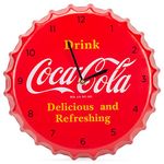 Coca Cola Bottle Cap Drink Delicious Refreshing Red 14 x 14 Metal Wall Clock