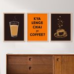 ARTELLY Tea Quote Kitchen Posters for Wall - Kitchen posters framed - Dining quotes wall frames - Coffee Posters for kitchen quotes decor - Food quotes wall hanging (Set of 3) (10x13 inch, Kicha 15)