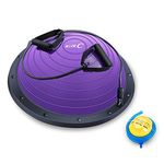 Nice C Balance Ball Balance Trainer, Half Ball with Resistant Band, Strength Exercise Fitness Yoga with Foot Pump (Purple)