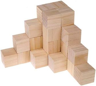 Supla 40pcs 1.5 inch - Natural Solid Wood Square Blocks Wood Cubes Wood Cube Blocks – for Puzzle Making, Crafts, and DIY Projects (40pcs)