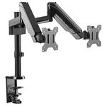 RICOO Dual Monitor Stand Mount Tilt Swivel TS3911 Gas Powered Spring Table Top Bracket for 17" - 32" Inch Screens LED Curved LCD Adjustable Arm Mounting System VESA 75x75 100x100 Black