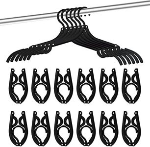 24 Pcs Travel Hangers - Portable Folding Clothes Hangers Travel Accessories Foldable Clothes Drying Rack for Trave (Black)