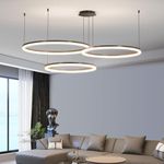 Mikeru Dimmable LED Pendant Light 3 Ring, 40+60+80CM Adjustable Pendant Light 3 Color 3000K/4500K/6000K Kitchen Island Pendant Light with Memory Function 10%-100% for Living Room