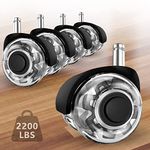 Office Chair Wheels Casters-Protection for Hardwood Floors and Carpet, Heavy Duty Silent Computer Chair Wheels with Standard Stem 7/16″* 7/8″(11mm*22mm),Office Furniture Casters Set of 5(Black)