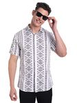 Majestic Man Slim Fit Cotton Casual Printed Shirt for Men (4XL, Milky White)