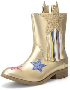 DREAM PAIRS Girls Cowgirl Cowboy Western Mid Calf Tassel Boots,Size 4 Big Kid,Gold,SDBO2402K