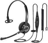 Beebang Telephone Headset with Microphone Noise Canceling for Office Landline Deskphone, with Mic Mute Volume Controller, Mono RJ9 Phone Headset for Call Center Avaya Polycom Nortel