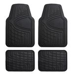 FH Group Automotive Floor Mats Black Universal Fit Heavy Duty Rubber fits most Cars, SUVs, and Trucks, Full Set Trim to Fit F11311BLACK