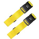 2Pcs Luggage Straps,Yellow Packing Belt Suitcase Straps on Your Trip with Coded Lock （1.97 in*78.74 in）