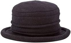 Scala Collezione Women's Boiled 100% Wool Cloche Hat, Black, One Size