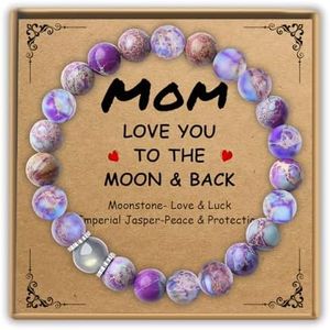 Gifts for Mom Birthday Gifts from Daughter Son, Mom Bracelet with Moonstone Beads for Women as Christmas Mothers Day Valentines Gifts, Mother Jewelry as Birthday Mom Gifts for Mama from Daughters