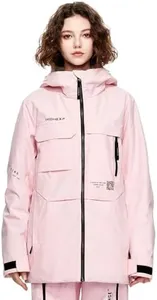 HIGH EXPERIENCE Ski Jacket Snowboard Coat Snow Winter Waterproof Insulated Windproof Baggy Warm Hooded Jacket for Men Women (US, Alpha, Small, Regular, Regular, Pink)