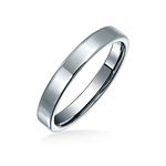 Bling Jewelry Plain Simple Thin Cigar Flat Couples Titanium Wedding Band Rings for Men for Women Polished Silver Tone Comfort Fit 3MM