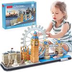 CubicFun 3D Puzzles UK London Bridge Big Ben City Skyline Jigsaw Puzzle for Kids Adults DIY Building Model Kits for Kids Adults, 107 Pieces