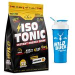 Wild Buck Isotonic Instant Energy Drink Formula, Extended Workout Electrolyte Drink with Anabolic Stack 2:1:1 BCAA, Dextrose Monohydrate | 833mg Electrolytes [32 Servings, Orange Flavor] Free Shaker