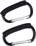 Stroller Hooks,2 Pack Handzy Grocery Bag Holder Handle Carrier Tool Strong Large Durable Multi Purpose Snap Large Carabiner Clip Set with Soft Cushion Grip(Black)