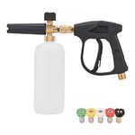 JSCARLIFE Snow Foam Cannon Gun Pressure Washer Gun 3000 PSI High Pressure Washer Nozzle Car Washer Gun with 5 Nozzles Tips for Car Wash, Courtyard Cleaning