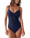 TcIFE Women's V Neck Front Cross Swimsuits Vintage One Piece Swimwear Tummy Control Bathing Suits