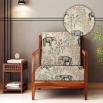 Decorian Soft Velvet Stretchable Printed Solid Sofa Slipcovers, Wooden Sofa Seat Cover, Sofa Back Cushion Covers (Pack of 6, Elephant)