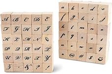 Wood Rubber Stamps for Crafting, Calligraphy Alphabet Stamp Set (60 Pieces)