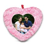 DREAMVIO Fur Personalized Gifting Photo Cushion for Boyfriend Girlfriend Husband Wife on Occasions Valentine's Day Birthday Anniversary Special Love Gift Heart 15x17 inch, Pink (PC44)